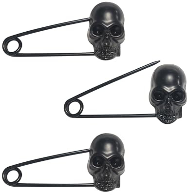 3PCS Black Skull Brooch Pin Set, Versatile and Practical Design | Metal Dark Punk Style Brooch Pins for Clothes, Hat and Halloween Decoration, Novelty Pins Badges, Funny Pin Badges.