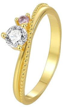 Gold Ringe Frauen 18K, Eheringe Damen Weiß Moissanit Runden Hochzeitsringe 750 Gelbgold mit Morganit Größe 60 (19.1)