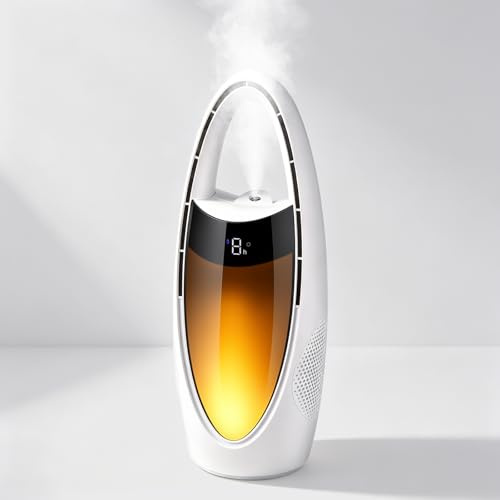 Acemall Ventilador sin Aspas 35cm Portátil Inalámbrico de 4000 mAh Ventilador de Torre con humidificador y 9 Velocidades & luz nocturna y temporizador y 70° Oscilante para dormitorio, oficina, hogar