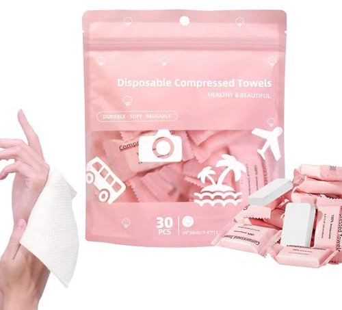 Serviettes Compressées - 11,81 Pouces Viscose 30Pcs | Serviette Pour Le Visage Portable | De Toilette De Voyage | Serviettes De Visage Jetables Douces Pour Le Camping, La Plage, La Salle De Sport