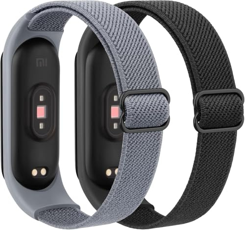 Yisica 2 Stück für Xiaomi Mi Band 6/Mi Band 5/Mi Band 4/Mi Band 3/Mi Band 7 Armband, Elastisch Verstellbares Nylon Ersatzarmband für Xiaomi Mi Band 3/4/5/6/7