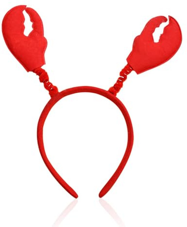 Glitzville Red Crab Lobster Headband Crab Claws Headwear Lobster Hair Hoop Crayfish Claws Headband for Halloween Party Dress Up Cosplay