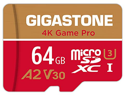 [5-Yrs Free Data Recovery] Gigastone 64GB Micro SD Card, 4K Game Pro, MicroSDXC Memory Card for Nintendo-Switch, GoPro, Security Camera, DJI, Drone, UHD Video, R/W up to 95/35MB/s, UHS-I U3 A2 V30 C10