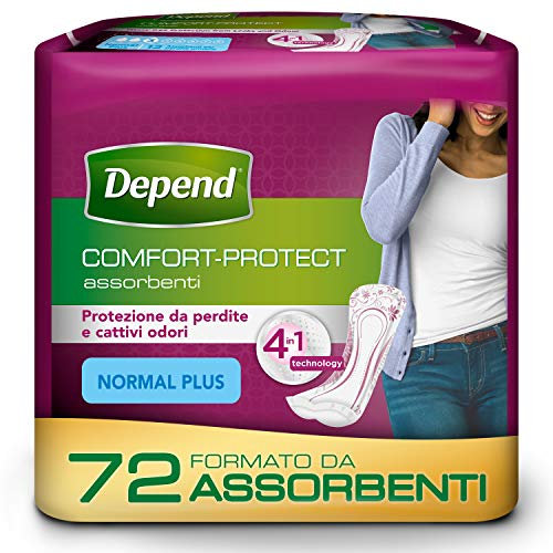 Depend Comfort-Protect Mutande Assorbenti Donna, 72 Mutande per Incontinenza Donna, Protezione Normal Plus, Ultra Assorbenti e Traspiranti