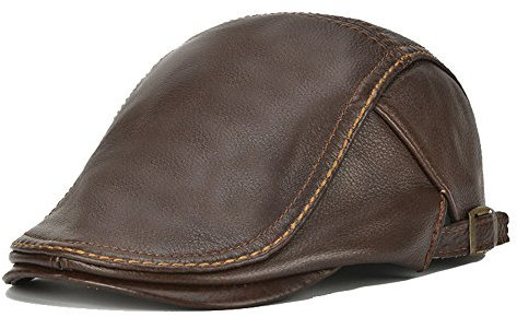 Roffatide Uomo Baschi Scozzesi in Pelle Golf Berretto Baschi e Berretti Cappello Piatto Regolabile Marrone