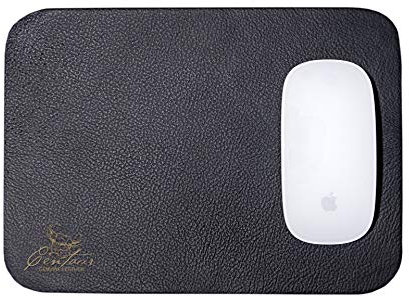 Centaur - Hochwertiges Leder Mousepad 25x18 cm schwarz - Vintage Mauspad aus echtem Leder - Unterlage für Computermaus - Leather Pad - Handarbeit Made in Germany