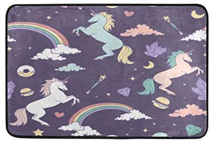 Use7 Cute Unicorn Rainbow Cloud Fußmatte Indoor Outdoor Eingang Fußmatte Bad 60 x 40 cm