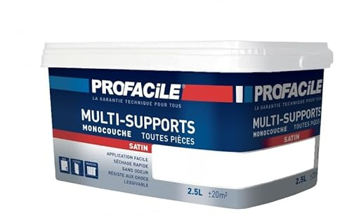 PROFACILE Peinture intérieure multi-supports, satin, murs, plafonds, boiseries, radiateurs, sans odeur, plusieurs teintes 2.5 litres