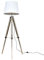 MiniSun | Modern Distressed Wood and Silver Chrome Tripod Floor Lamp with a White Tapered Light Shade | Floor Lamps & Torchieres, Home Décor & Improvement Essential | Includes Bulb [3000K Warm White]