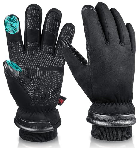 OZERO Wasserdicht Herren Winterhandschuhe Touchscreen Skihandschuhe Motorradhandschuhe Schwarz