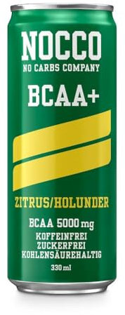 BCAA Drink with Deposit - Apple Flavour - Fitness Drink with Aloe Vera - Sugar Free - No Carbs Company (12 Cans, Citrus)