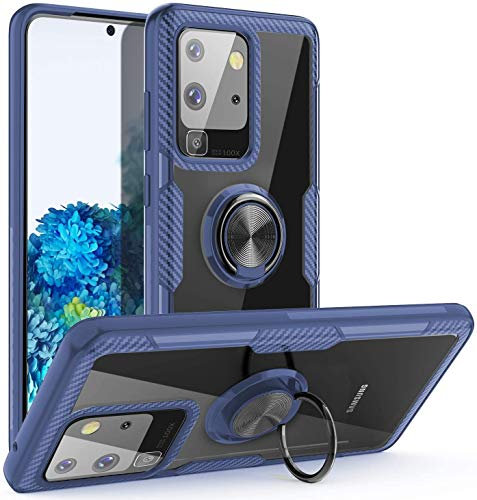 SORAKA Cover Trasparente per Samsung Galaxy S20 Ultra con Supporto anello,Cover Acrilico trasparente Custodia Samsung Galaxy S20 Ultra 5G con piastra metallica per Supporto Auto Smartphone Magnetico