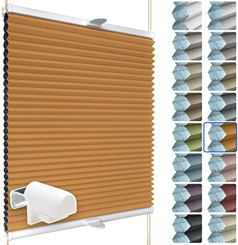 SchattenFreude Waben-Plissee für Fenster | 100% verdunkelnd/Blackout | Mit Klemm-Haltern | Klemmfix ohne Bohren | Orange (Weiße Rückseite), Breite: 60cm x Höhe: 130cm