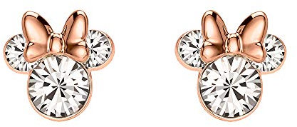 Minnie Mouse Stones, silver and rose gold, earrings EF00469PAPRL.PS, one size, brass, zirconia, Brass, Cubic Zirconia