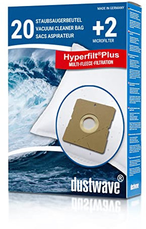 Dustwave® Lot de 20 sacs d'aspirateur pour AmazonBasics W11 - Très efficaces avec fermeture hygiénique - Fabriqué en Allemagne