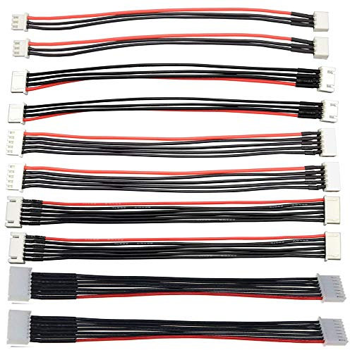 Yiqigou 10 pcs JST-XH connecteurs équilibrés 2S 3S 4S 5S 6S de câble de d'extension Balance der 15 cm (2S-6S)
