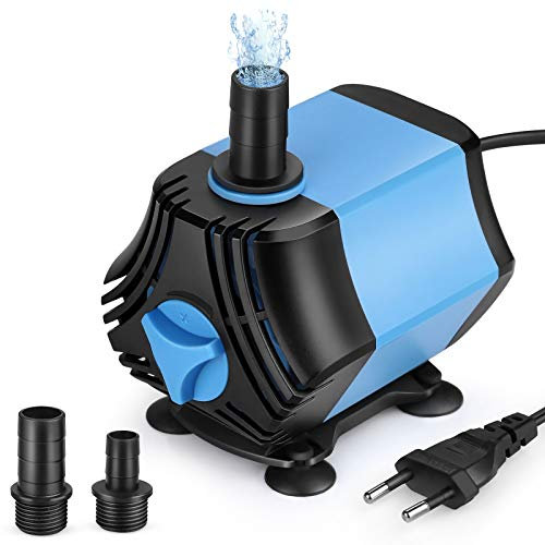 Zacro Bomba Sumergible de Agua 2000L / H, Ultra Silencioso de 40W con 4 Ventosas y 3 Boquillas (13/16/19 mm) para Acuario, Pecera, Jardín, Estanque, Fuentes