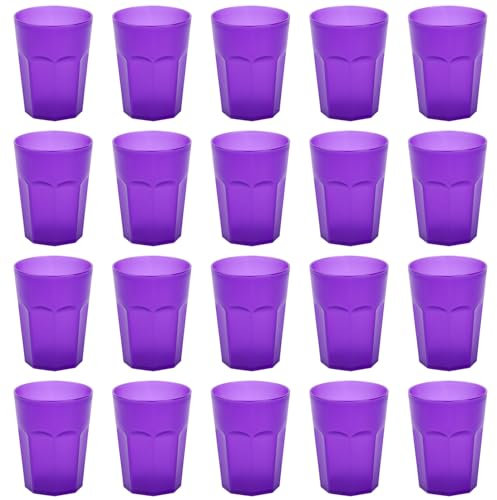 Engelland - 20 x Plastikbecher, Trinkbecher, Lila, Frostoptik, 250 ml, mit Eichstrich, bruchfest, stapelbar, Mehrweg, Kunststoff, wiederverwendbar, Party-Becher, Trink-Glas