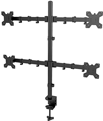 PALMAT - Vierfach-Monitorhalter für 13-27 Bildschirme - Monitorhalterung, Neigen, Schwenken, 180° Rotation, 80 cm Stange und Schreibtischklemme