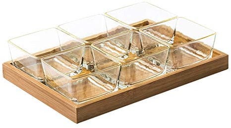 YRHH Vorspeisenteller Snackteller Glas-Dip-Schalen Mit Serviertablett Sojasauce Teller/Schalen, Gewürze Servierteller - Gut Für Snack Ketchup Sojasauce Obst Gewürzteller-A