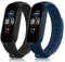 MXSYC Armband, Ersatzbänder Silikon Sport Wasserdicht für Xiaomi Mi Band 6 / Mi Band 5 / Amazfit Band 5 (Schwarz/Navy blau)