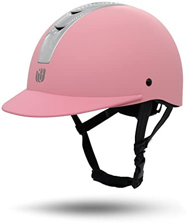 LIONCIANO Casque d'équitation Mixte, Beauty Casque d'équitation Ajustable, Bombe d'équitation, Casque de Protection pour Homme et Femme(Argent Rose, S49-53cm)