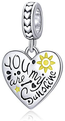 925 Sterling Silber Herz Charms Fit Pandora Charms Armband Du bist mein Sonnenschein Fit Frau Tochter Mutter Weihnachten Geburtstag Geschenk