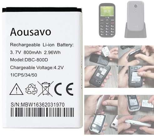 Aousavo DBC-800D DBP-800D DBP-800B Batterie de Rechange Compatible avec Doro 1350,Doro 1360,Doro 1361,Doro 2414,Doro 2424,Doro 5030,Doro 6520,Doro 6050,Doro 6526,Doro 6030,Doro 6620,Doro 5516,6530