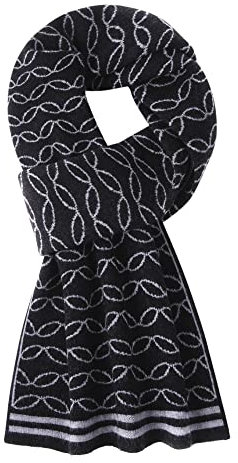 WANYING Edler Wolleschal Kaschmirschal für Herren mit 8% Kaschmir 92% Wolle Gemischter Schal Cashmere-Schals Strickschal Herrenschal Super Warm Weich - Blättern Pattern Schwarz & Grau
