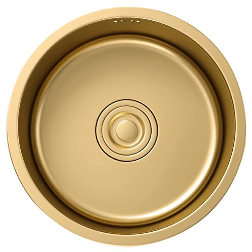 PHSP Küchen Rundes Waschbecken aus Edelstahl in Gold Langlebiges Bar-Spülbecken mit Einer Schüssel Küchenspüle im Haushalt RV-Mini-Waschbecken Küchenspülen (Color : Gold, S : 40 * 40cm)