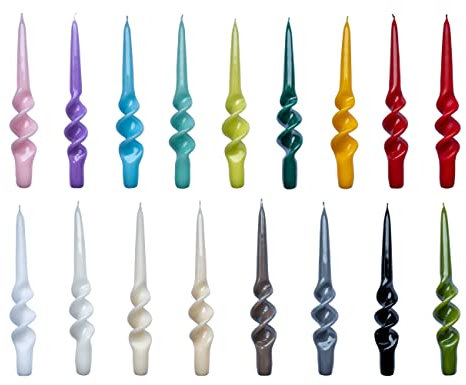 holiki gedrehte Kerzen No. 3 in Schwarz Lack - 4 Stück Twisted Candles I gedrehte Spiralkerzen Stabkerzen Spitzkerzen - 23,5 x 2,2 cm - Trendkerzen