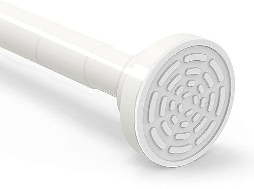Foeska Barre télescopique Tringle de rideau de douche sans perçage en acier inoxydable Tringle extensible par rotation (Blanc, 80-290cm)