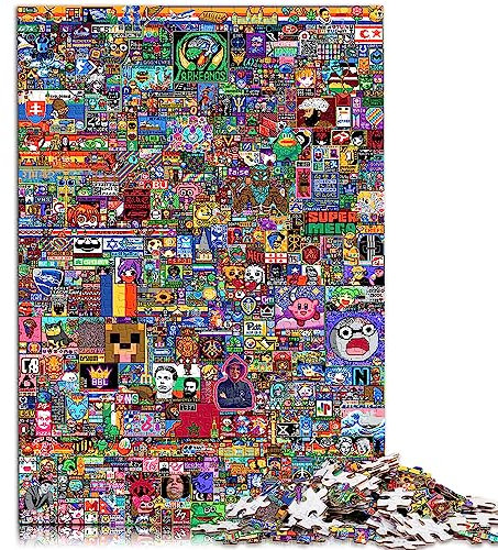 Puzzles World Pixel Art 1000 teilige Puzzles für Erwachsene Papppuzzles für Erwachsene und Kinder ab 12 Jahren Herausforderungsspielzeug 10,27 x 20,47/26 * 38 cm.