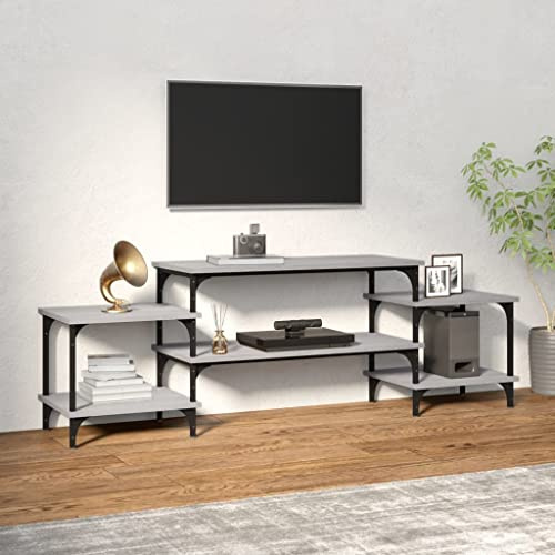 Hovothy Meuble TV, 157 x 35 x 52 cm, pour salon, meuble TV, gris sonoma