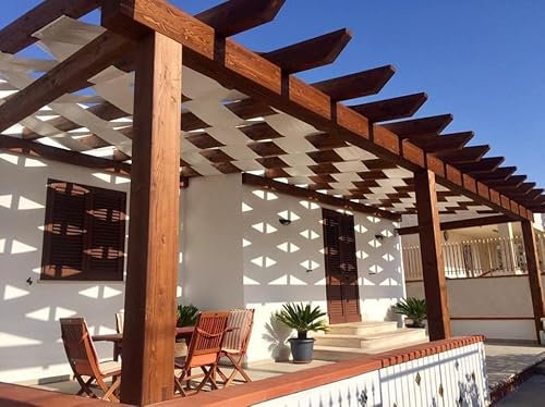 TENDAGGIMANIA Fascia Ombreggiante per Pergola Gazebo e Coperture in PVC Oscurante 750 gr/mq - Piattine per il fissaggio incluse - Fascia per Pergola Misura 60 CM X 600 CM - Colore Bianco
