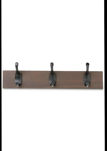 Portemanteau mural Bois - Patère Murale - 3 Crochets modernes 34cm, Noyer