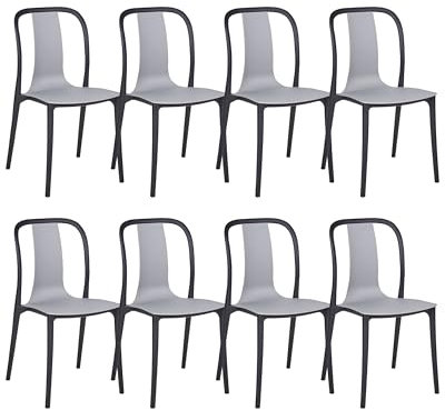 Beliani Gartentstuhl 8er Set Kunststoff schwarz/grau stapelbar modern Spezia