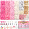 Dotilili 3164 Stück Rosa Polymer Clay Perlen Set, 6mm Heishi Perlen Zum Auffädeln Armbänder Selber Machen Set mit Buchstaben Anhänger Perlenset für Armbänder Halskette Ohrringe Schmuck (Rosa)