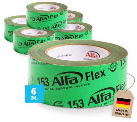 Alfa 6x Flexibles Hochleistungsklebeband 60 mm x 25 m Profi-Qualität Dampfbremsen Dampfsperren Dachfolien geschmeidiges Folienklebeband/Systemklebeband