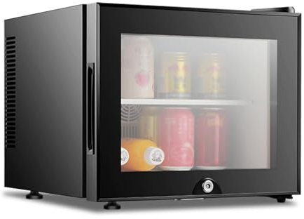 Table Top Mini Beer & Wine Fridge with Lock Glass Door, 20L Mini Fridge for Hotel Rooms Dormitory - Low Noise Energy Saving