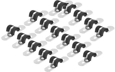 MACHSWON 16Pcs 6mm(1/4) Cable Clamp, Rubber Cushioned Insulated Clamp 304 Stainless Steel U Shape Bracket Metal Pipe Clamp Tube Holder for Wire Hose Tube