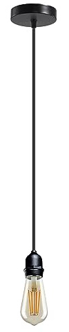 DC VOLTAGE E27 Waterproof Outdoor Pendant Light 95cm Adjustable Cable | Black Hanging Ceiling Lamp for Porch, Patio, Garden & Balcony, Ideal for Indoor and Outdoor Lighting