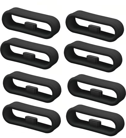 8 Pezzi Passante in Silicone per Orologio, 18mm Anelli Passanti di Ricambio Compatibile con Garmin Vivoactive 3, Fenix 5s, Vivomove, Forerunner Anello di Fissaggio per Orologi Accessori Nero