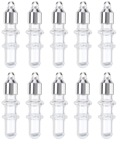 QUARKZMAN 10 Pcs Nom sur Riz Bouteille en Verre Pendentif 9mm Largeur Mini Bouteilles en Verre, pour Collier Bouteille de Vœux Artisanat Pendentif Souvenirs