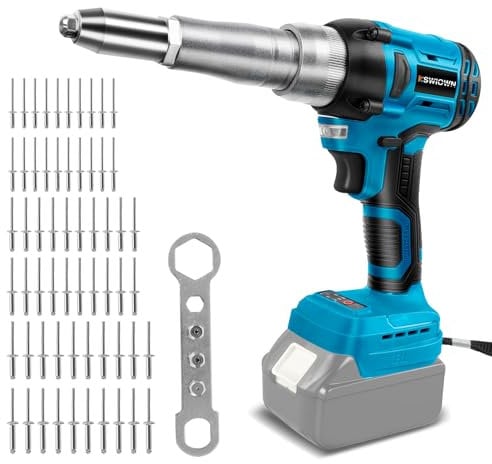 Remachadora A Batería para Makita 18V, 20KN Pistola Remachadora Eléctrica Sin Escobillas, Alicate Remachador LED Automático, Herramienta Manual para Tuercas Remachables con 180 Remaches, 2.5-4.8 mm