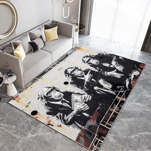 Generisch Teppich Wohnzimmer 140 x 200 cm Graffiti-Kunst AFFE Deck Teppich Schlafzimmer Dekor Modern 3D Druck Teppich Weiche Flanell Kinderzimmer Teppiche Küche Korridor Esszimmer Bodenmatte