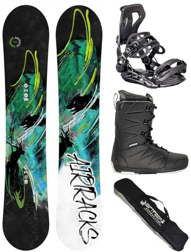Airtracks Snowboard-Set Herren Snowboard Wide Stronger Freestyle Freeride 165 - Snowboard Bindung Master - Softboots Star 44 - SB Bag