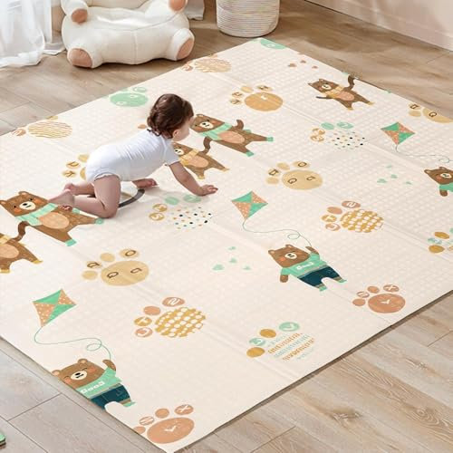 Treeboy Doppelseitige Spielmatte Baby, krabbelmatte baby krabbeldecke für baby, Babymatte Baby Spielmatte 180x200x1cm, Faltbare wasserdichte Schaumstoff Kinderteppich Spiel-Teppich Bodenmatte