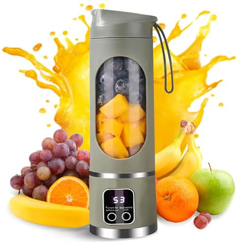 Recitem Tragbarer Mixer für Smoothies und Shakes,450ml Portable Blender Smoothie Maker USB Standmixer Mini Mixer to go für Sport,Reisen und Küche (Lila)