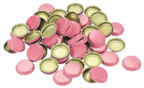 Kayfg 160 Stück Kronkorken zum Basteln, 2,5 cm Dekorative Bierflaschenverschlüsse Aus Metall, Große Menge, Abgeflachter Anhänger für Heimwerkerarbeiten, Rosa